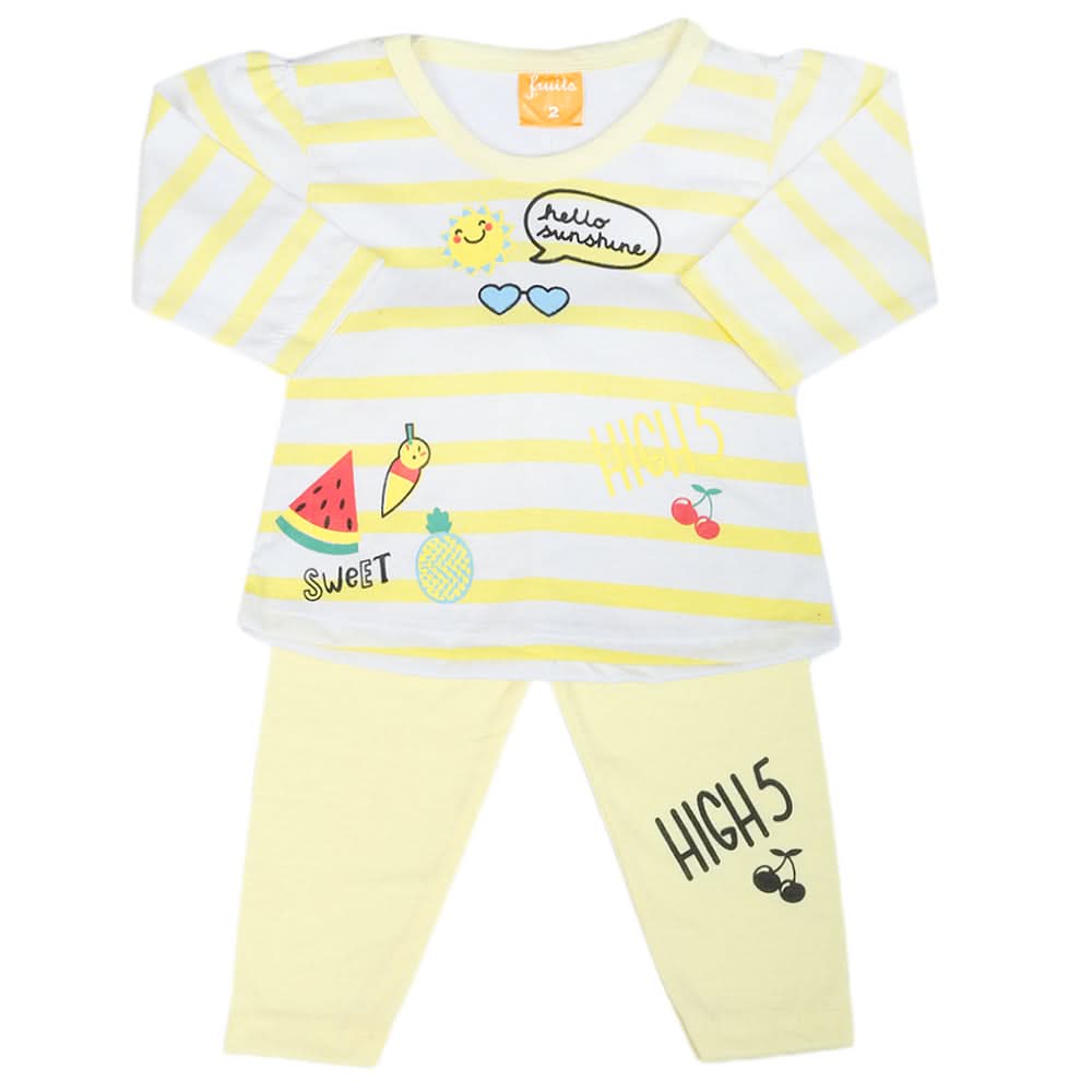 Newborn Girls Full Sleeves Suit - Yellow, Newborn Girls Sets & Suits, Chase Value, Chase Value