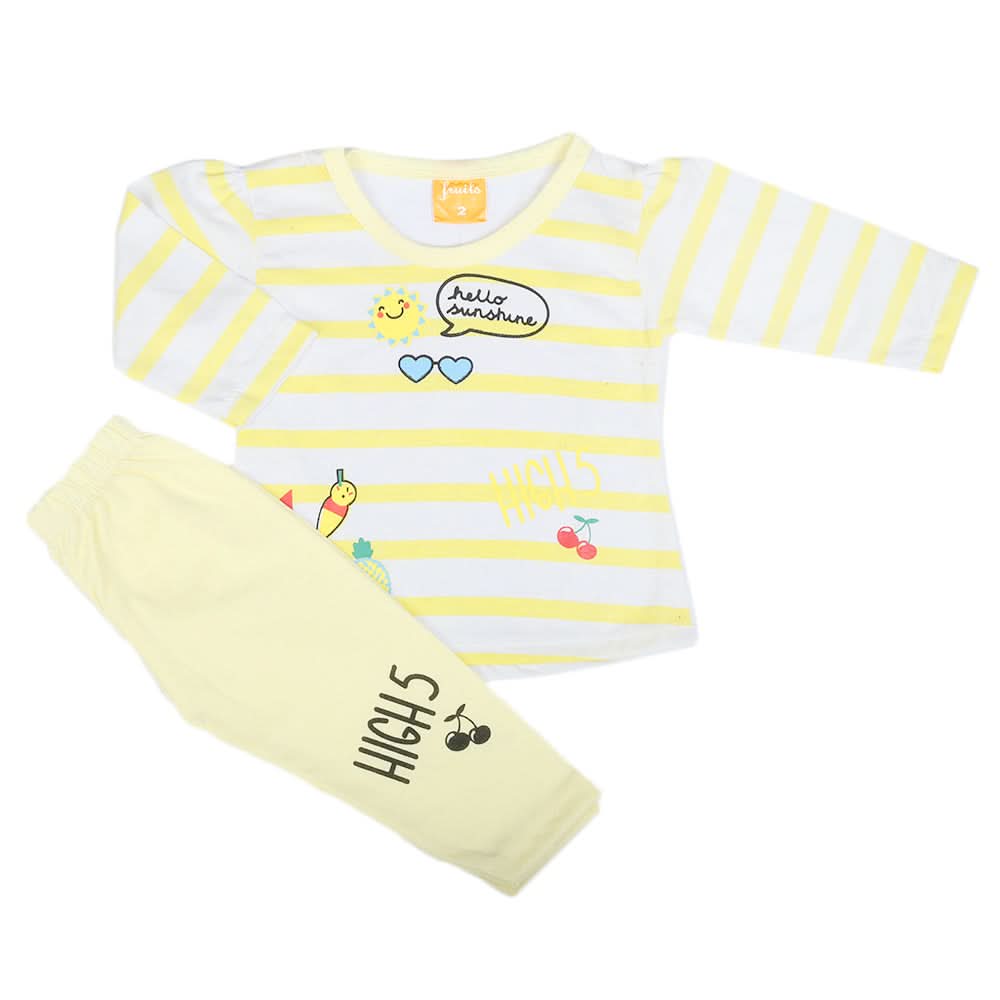 Newborn Girls Full Sleeves Suit - Yellow, Newborn Girls Sets & Suits, Chase Value, Chase Value