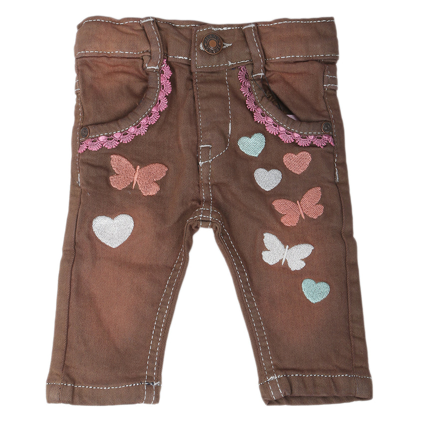 Newborn Girls Denim Pant - Brown, Kids, Newborn Girls Shorts Skirts And Pants, Chase Value, Chase Value