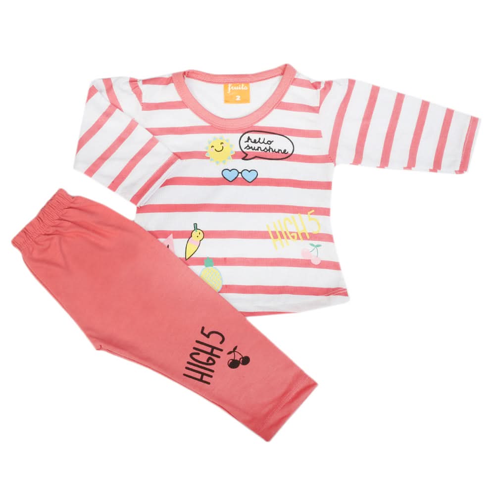 Newborn Girls Full Sleeves Suit - Dark Pink, Newborn Girls Sets & Suits, Chase Value, Chase Value