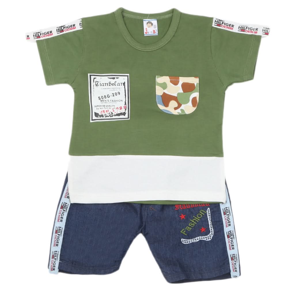 Boys Half Sleeves Short Suit 1183 - Green, Kids, Boys Sets And Suits, Chase Value, Chase Value