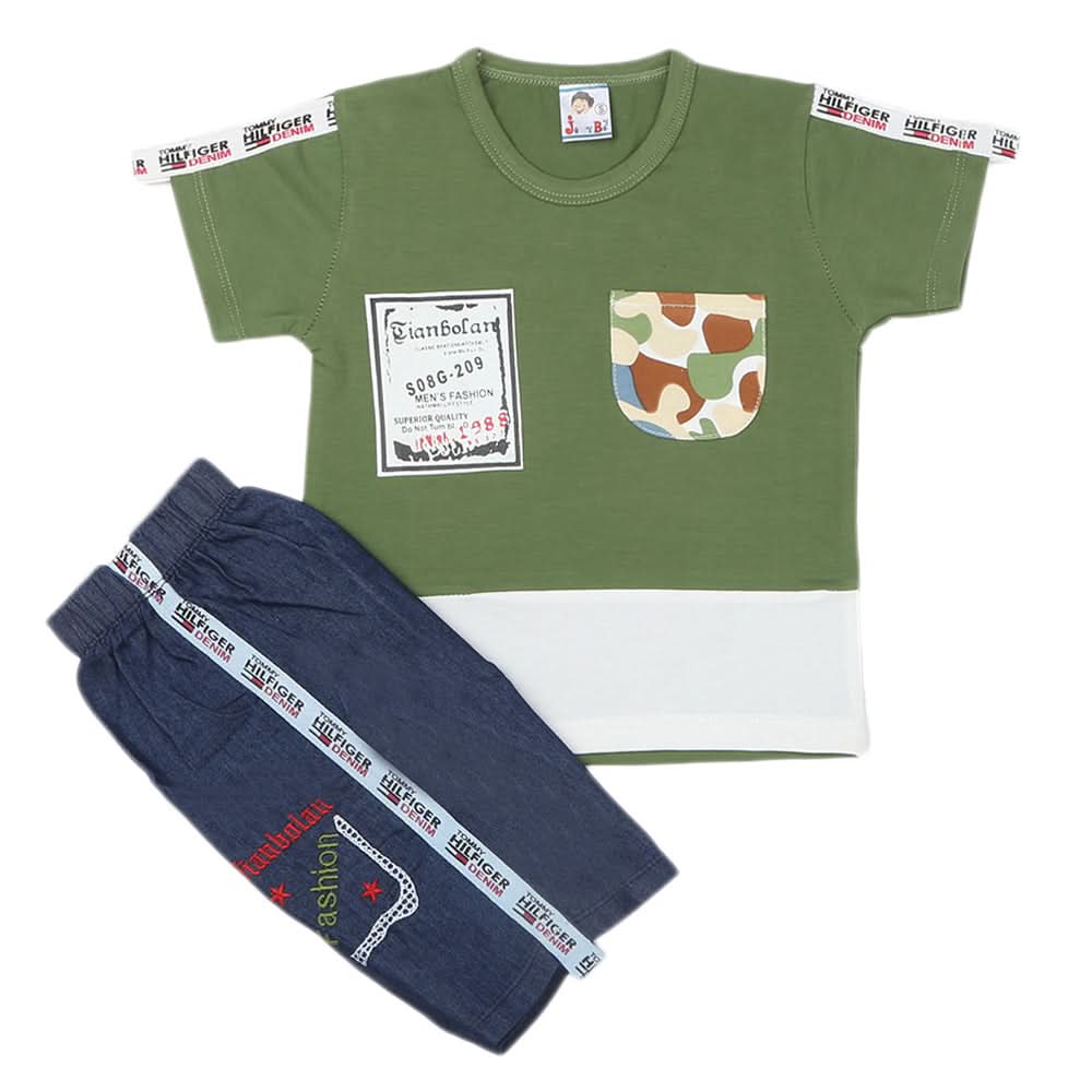 Boys Half Sleeves Short Suit 1183 - Green, Kids, Boys Sets And Suits, Chase Value, Chase Value
