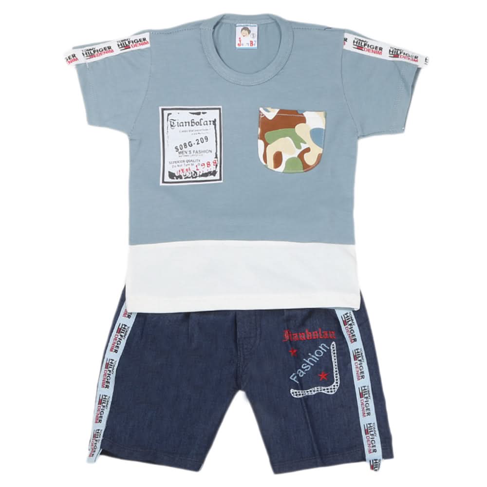Boys Half Sleeves Short Suit 1183 - Steel Grey, Kids, Boys Sets And Suits, Chase Value, Chase Value