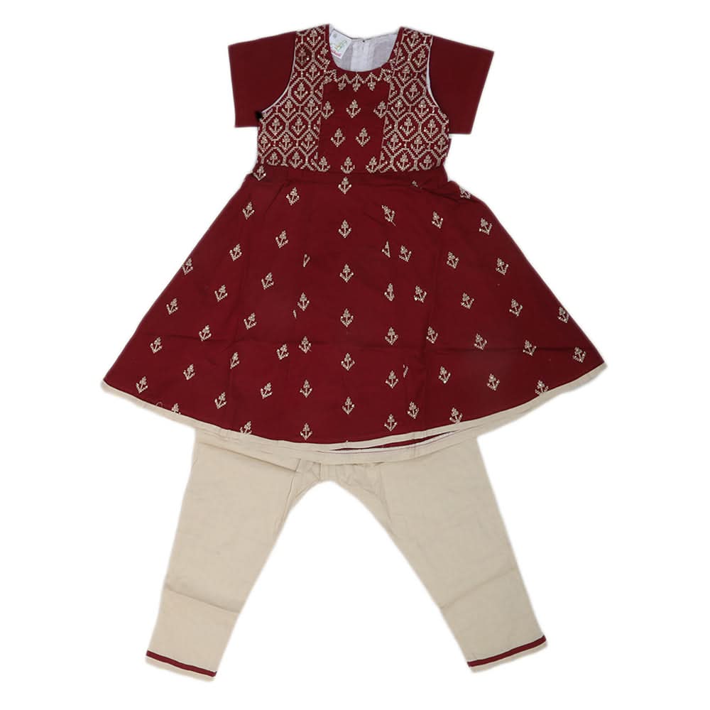 Girls Suit With Tights - Maroon, Kids, Girls Sets And Suits, Chase Value, Chase Value