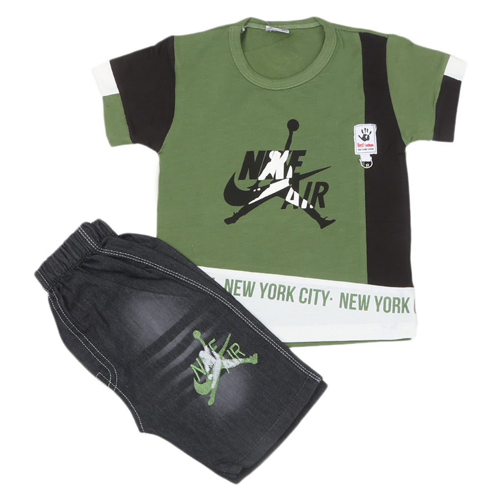 Boys Half Sleeves Short Suit 1232 - Green, Kids, Boys Sets And Suits, Chase Value, Chase Value