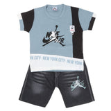 Boys Half Sleeves Short Suit 1231 - Steel Blue, Kids, Boys Sets And Suits, Chase Value, Chase Value