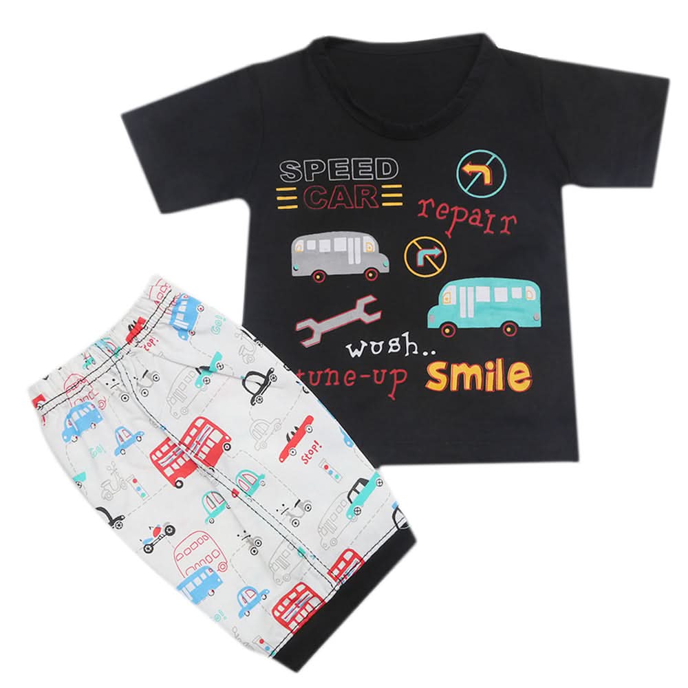 Boys Half Sleeves Short Suit - Black, Kids, Boys Sets And Suits, Chase Value, Chase Value