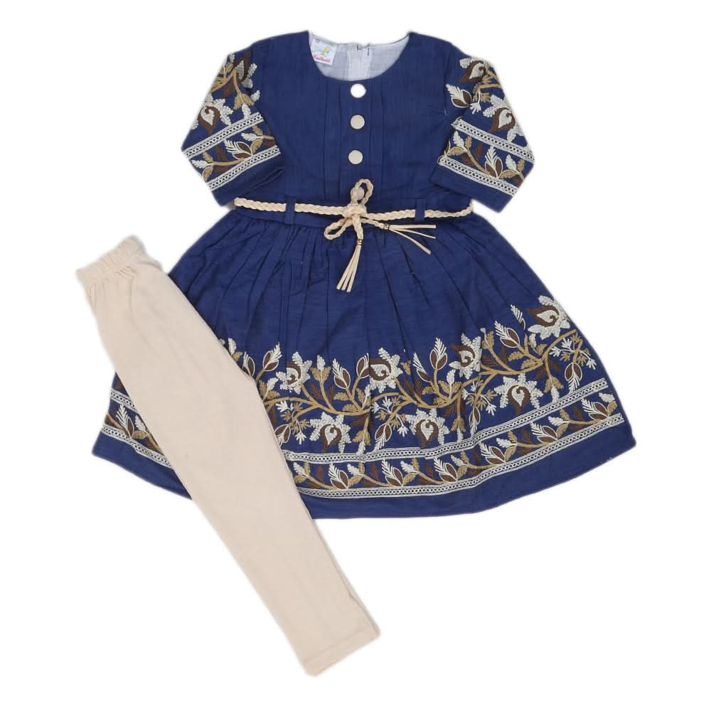 Girls Suit With Tights - Royal Blue, Kids, Girls Sets And Suits, Chase Value, Chase Value