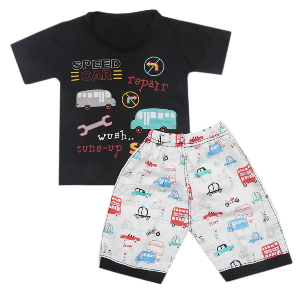 Boys Half Sleeves Short Suit - Black, Kids, Boys Sets And Suits, Chase Value, Chase Value