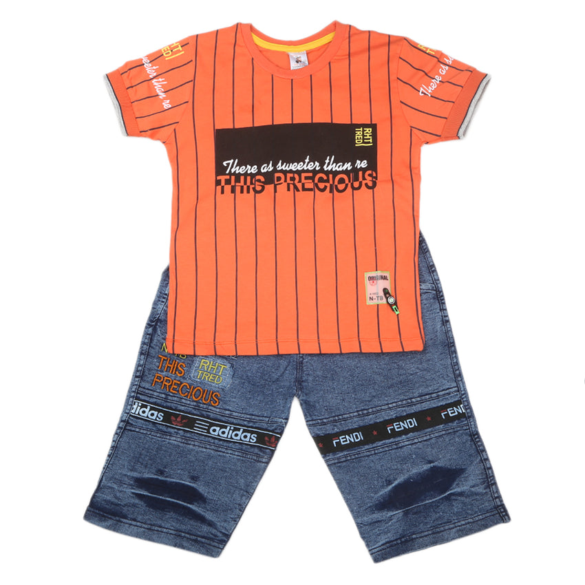 Boys Half Sleeves Short Suit - Orange, Kids, Boys Sets And Suits, Chase Value, Chase Value