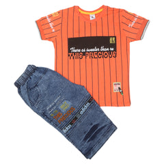 Boys Half Sleeves Short Suit - Orange, Kids, Boys Sets And Suits, Chase Value, Chase Value