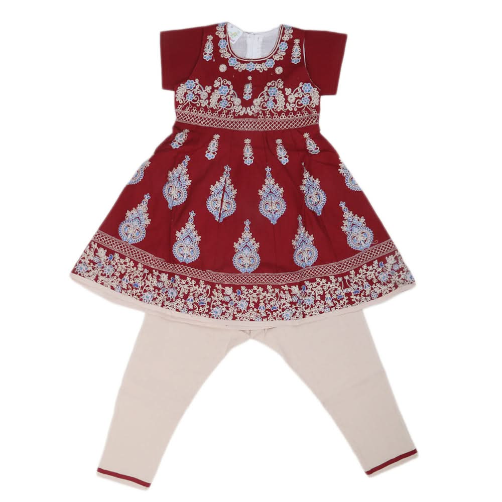 Girls Suit With Tights - Maroon, Kids, Girls Sets And Suits, Chase Value, Chase Value