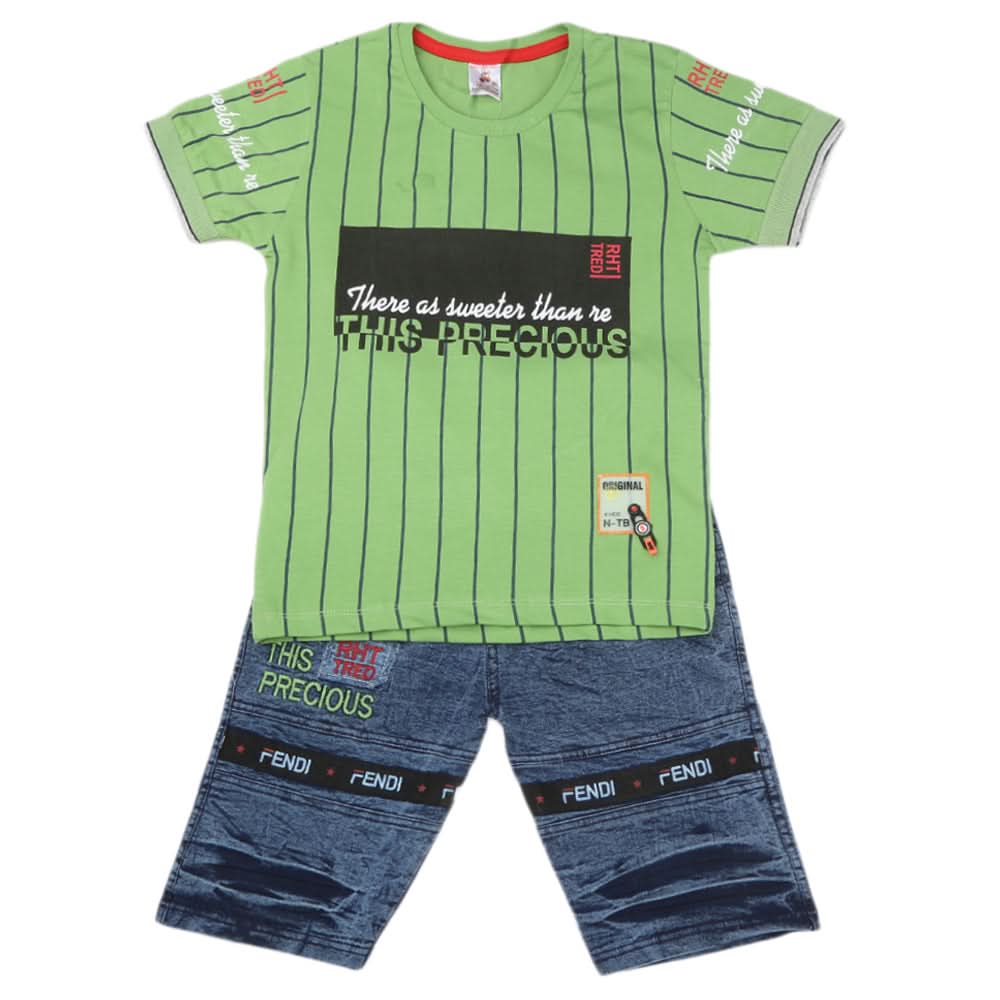 Boys Half Sleeves Short Suit - Green, Kids, Boys Sets And Suits, Chase Value, Chase Value