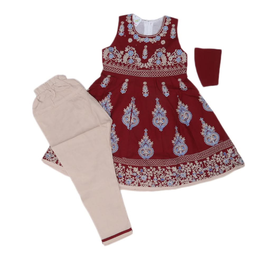 Girls Suit With Tights - Maroon, Kids, Girls Sets And Suits, Chase Value, Chase Value