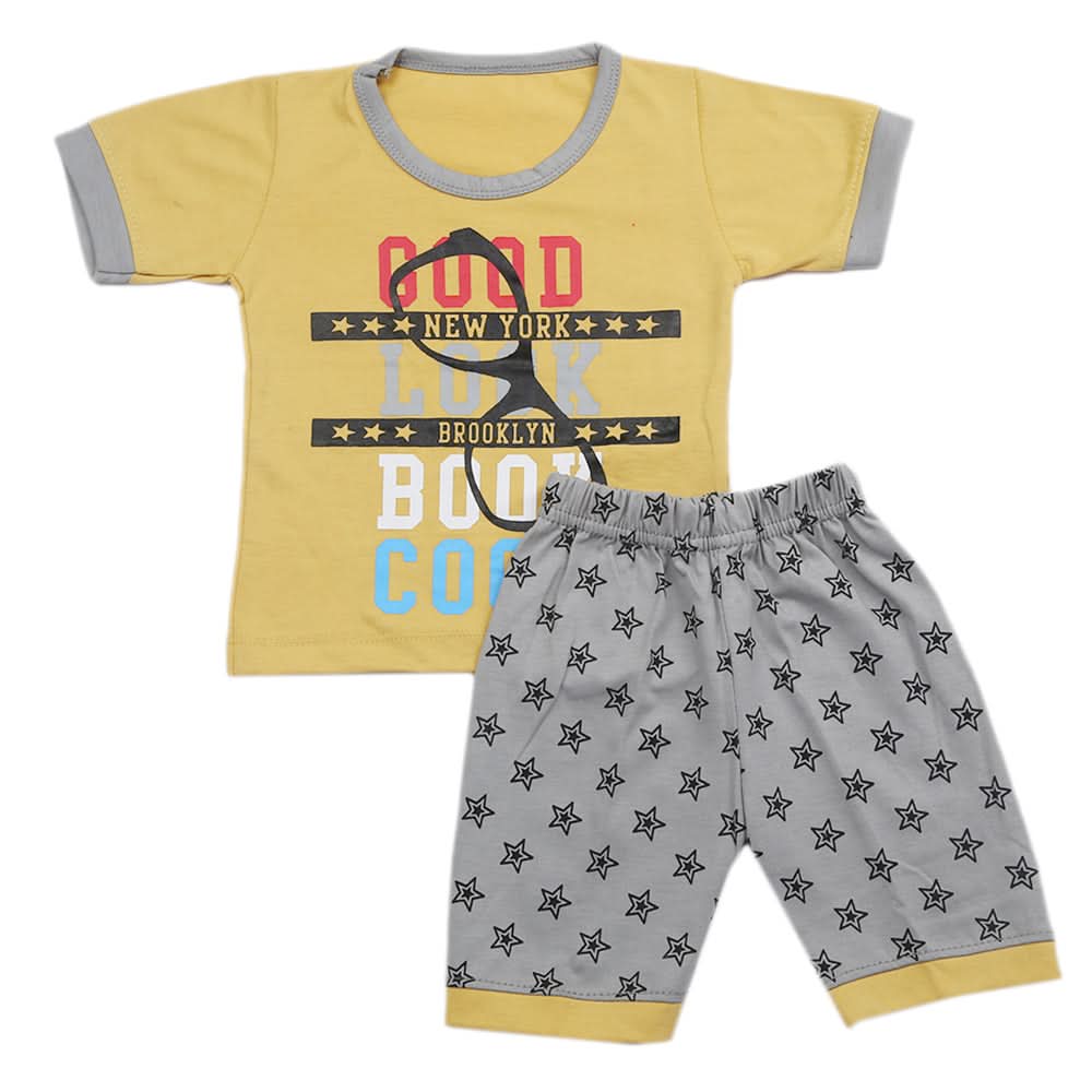 Boys Half Sleeves Short Suit - Mustard, Kids, Boys Sets And Suits, Chase Value, Chase Value