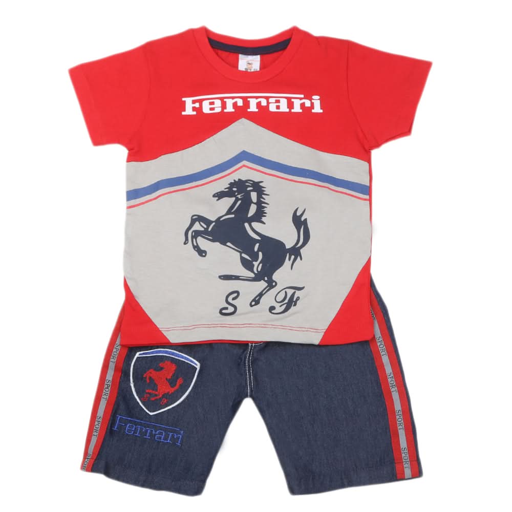 Boys Half Sleeves Short Suit - Red, Kids, Boys Sets And Suits, Chase Value, Chase Value