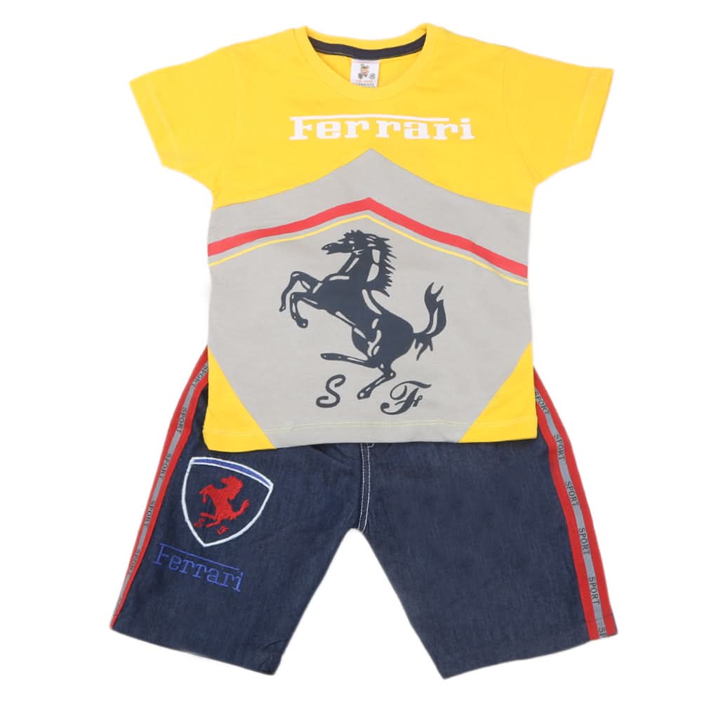 Boys Half Sleeves Short Suit - Yellow, Kids, Boys Sets And Suits, Chase Value, Chase Value