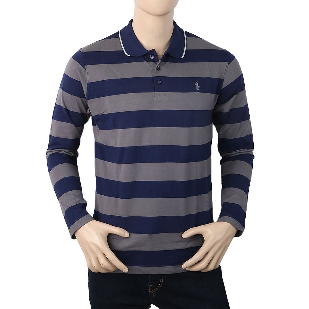 Men's Full Sleeves Polo T-Shirt - Navy Blue, Men, T-Shirts And Polos, Chase Value, Chase Value
