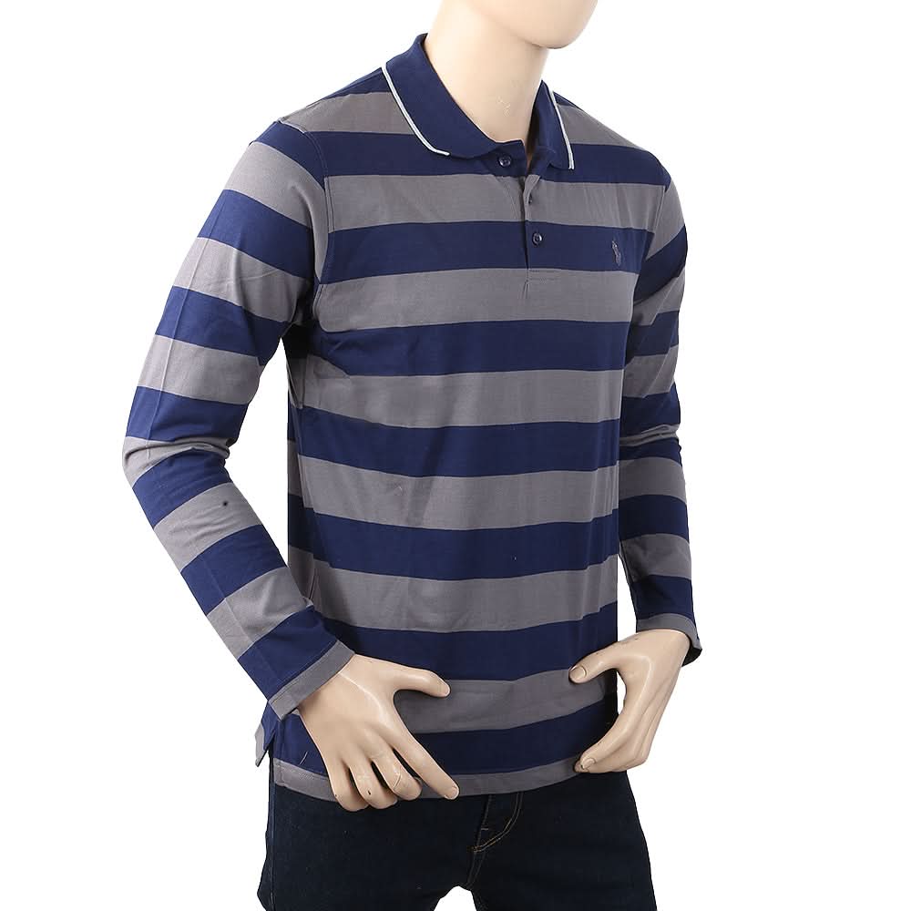 Men's Full Sleeves Polo T-Shirt - Navy Blue, Men, T-Shirts And Polos, Chase Value, Chase Value