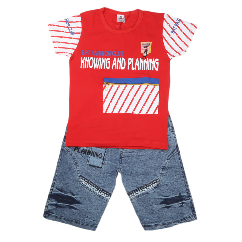 Boys Half Sleeves Short Suit - Red, Kids, Boys Sets And Suits, Chase Value, Chase Value