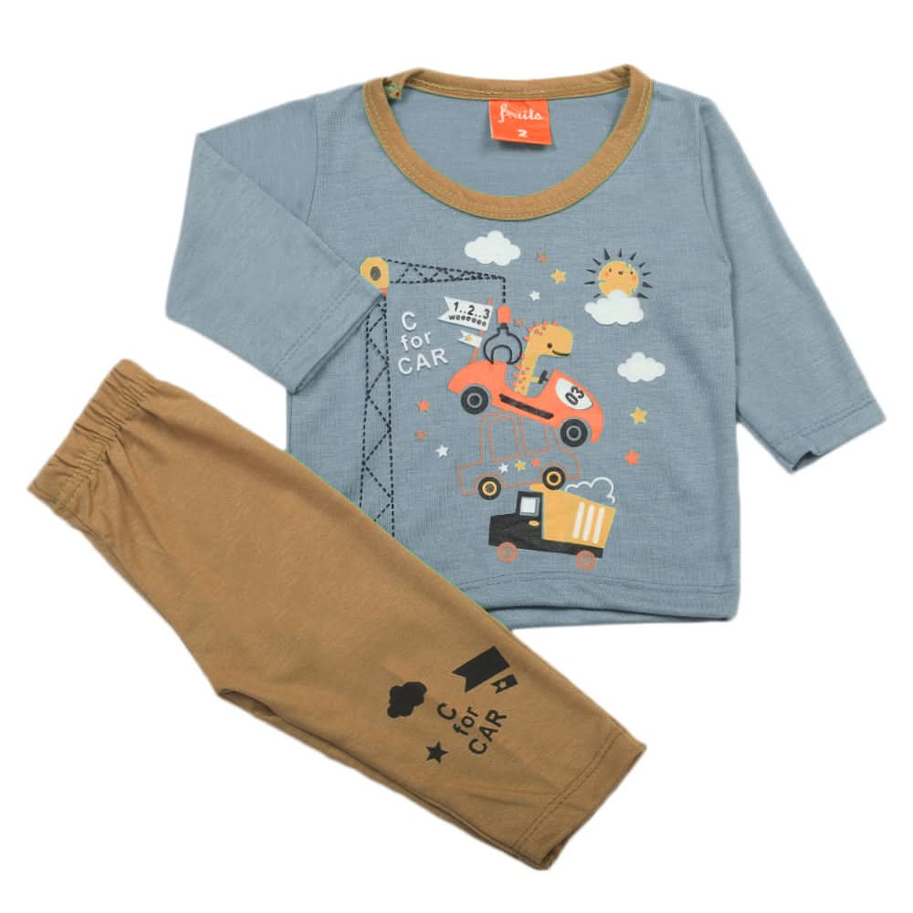 Newborn Boys Full Sleeves Suit - Steel Blue, Newborn Boys Sets & Suits, Chase Value, Chase Value