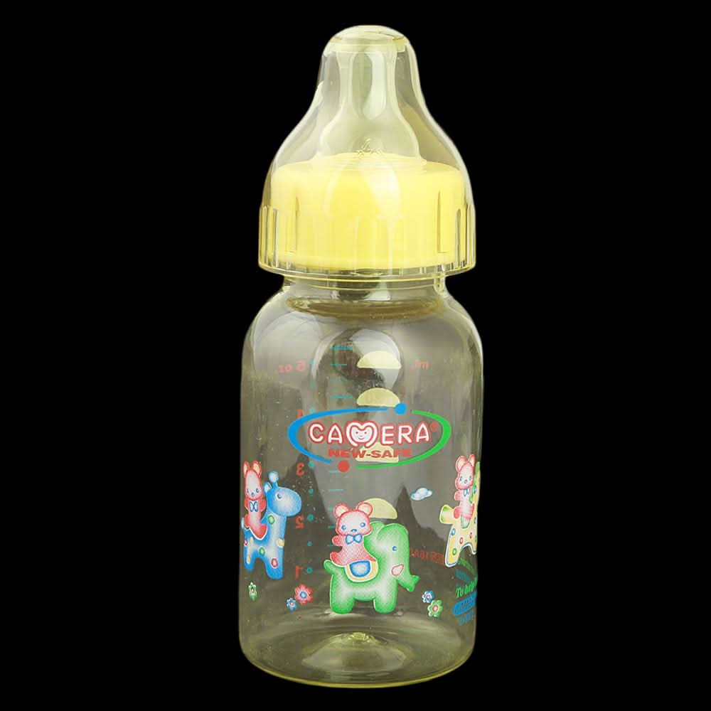 Camera Decorated Feeding Bottle 140ml - Yellow, Kids, Feeding Supplies, Chase Value, Chase Value