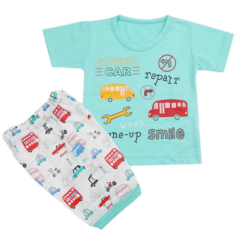 Boys Half Sleeves Short Suit - Cyan, Kids, Boys Sets And Suits, Chase Value, Chase Value
