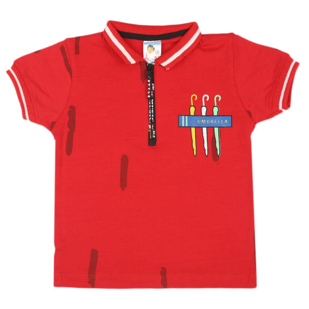 Boys Half Sleeves T-Shirt - Red, Boys T-Shirts, Chase Value, Chase Value