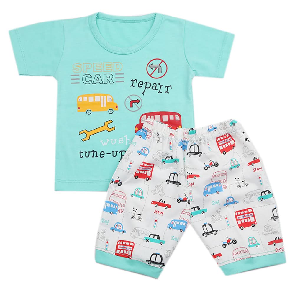 Boys Half Sleeves Short Suit - Cyan, Kids, Boys Sets And Suits, Chase Value, Chase Value