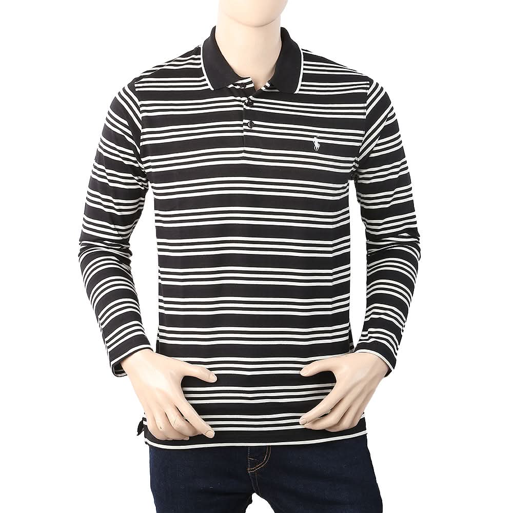 Men's Full Sleeves Polo T-Shirt - Black, Men, T-Shirts And Polos, Chase Value, Chase Value
