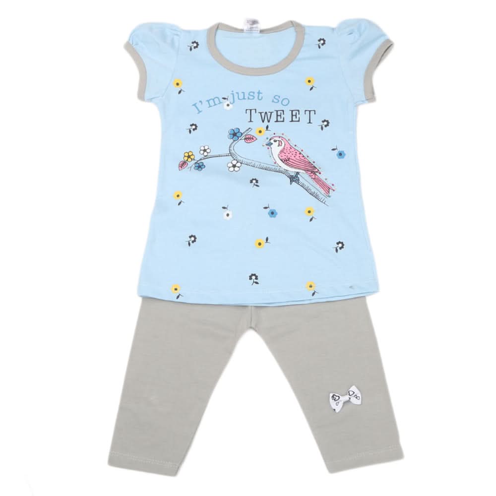 Girls Half Sleeves Suit - Blue, Kids, Girls Sets And Suits, Chase Value, Chase Value