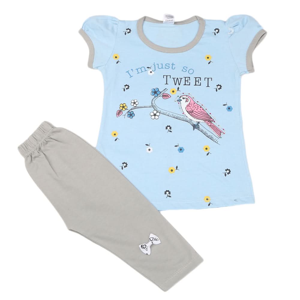 Girls Half Sleeves Suit - Blue, Kids, Girls Sets And Suits, Chase Value, Chase Value