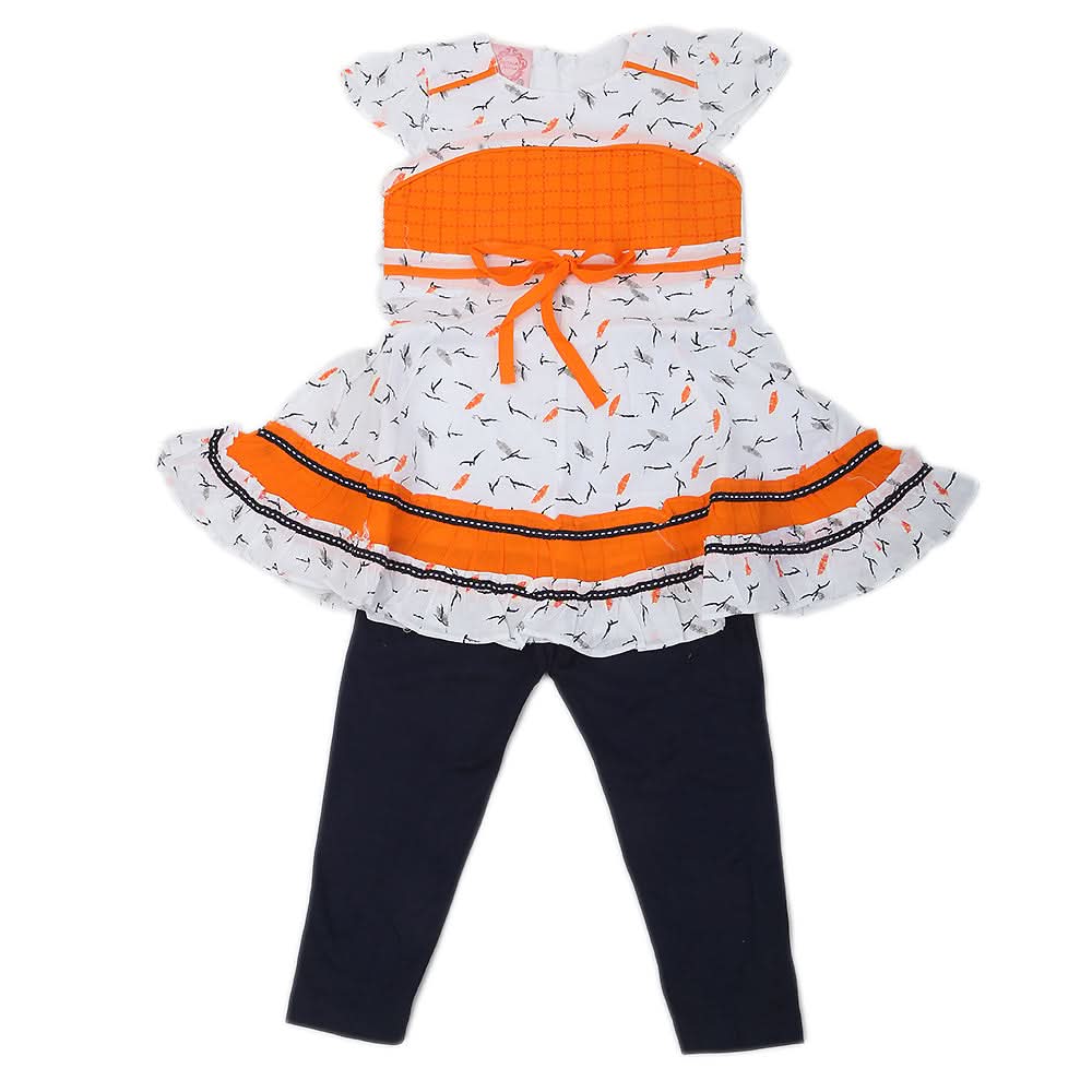 Girls Half Sleeves Suit - Orange, Kids, Girls Sets And Suits, Chase Value, Chase Value