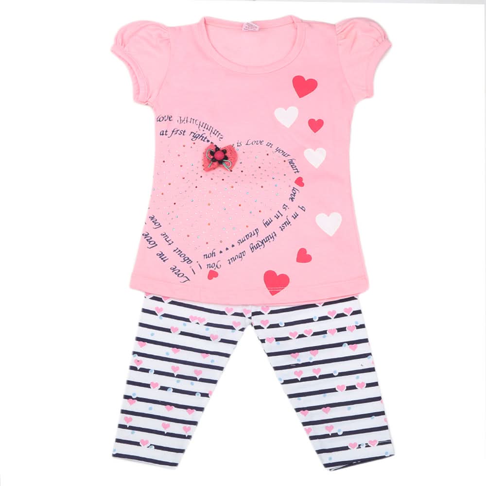 Girls Half Sleeves Suit - Pink, Kids, Girls Sets And Suits, Chase Value, Chase Value