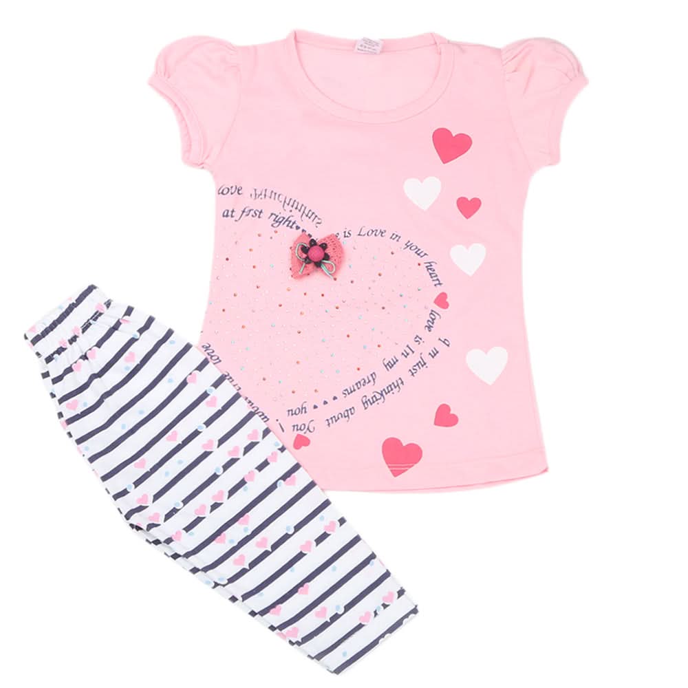 Girls Half Sleeves Suit - Pink, Kids, Girls Sets And Suits, Chase Value, Chase Value