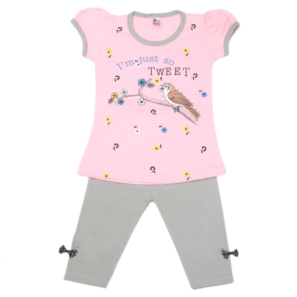 Girls Half Sleeves Suit - Pink, Kids, Girls Sets And Suits, Chase Value, Chase Value