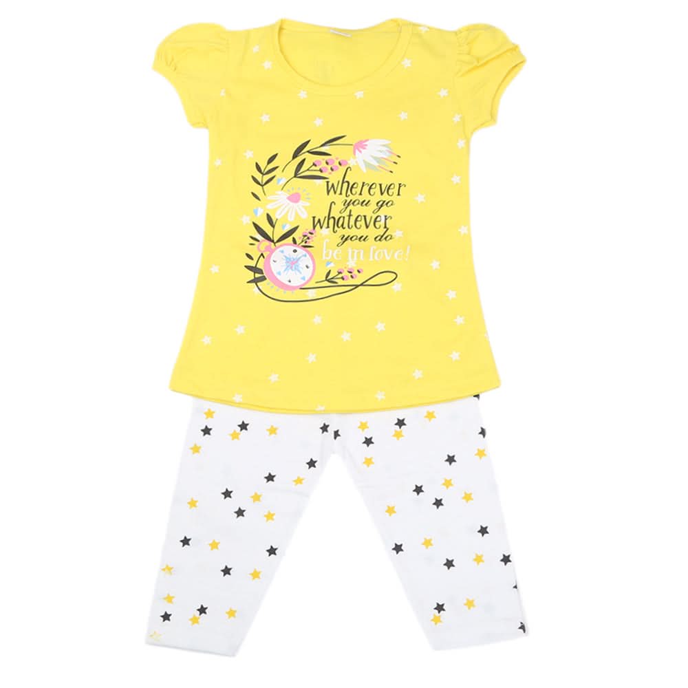 Girls Half Sleeves Suit - Yellow, Kids, Girls Sets And Suits, Chase Value, Chase Value