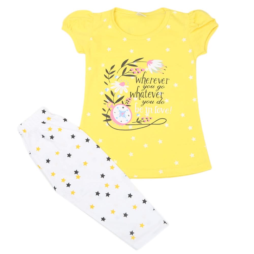 Girls Half Sleeves Suit - Yellow, Kids, Girls Sets And Suits, Chase Value, Chase Value