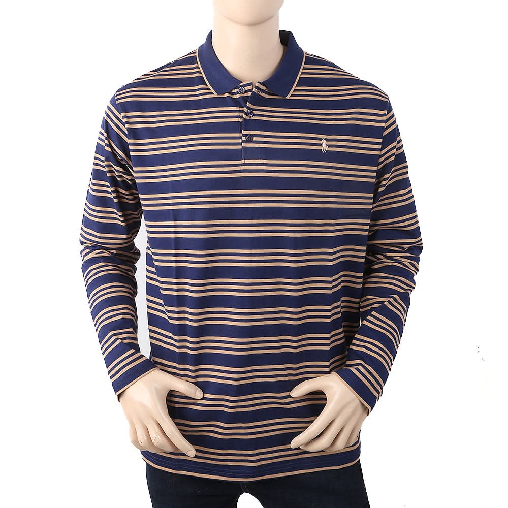 Men's Full Sleeves Polo T-Shirt - Navy Blue, Men, T-Shirts And Polos, Chase Value, Chase Value