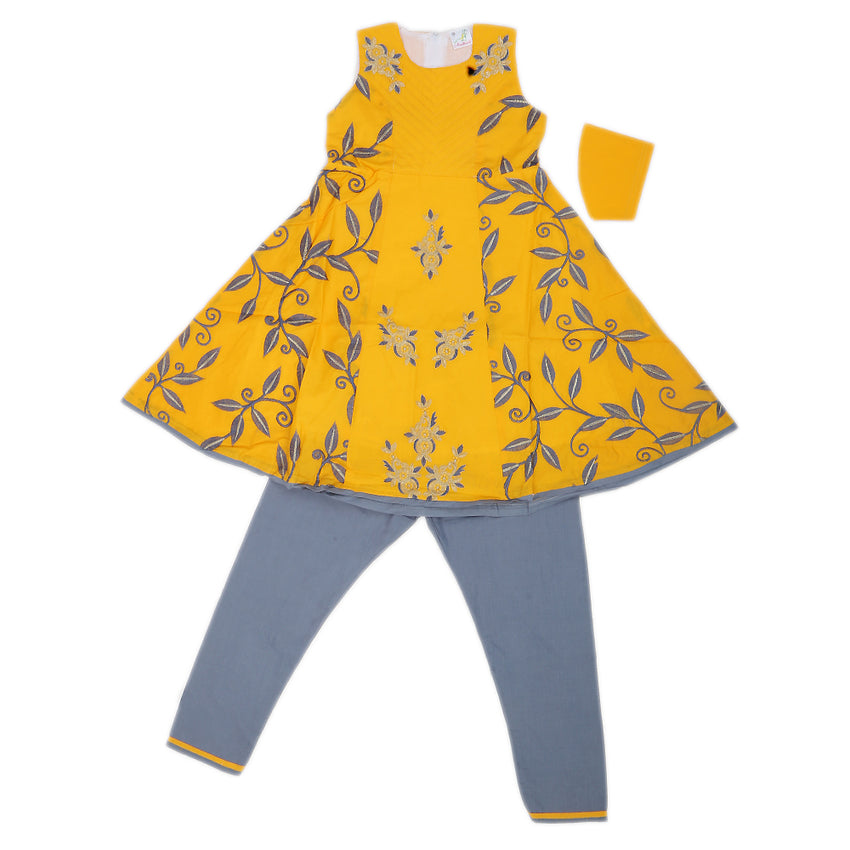 Girls-Tights Suits Half Sleeves 7042 30-34 Yellow - A, Kids, Girls Sets And Suits, Chase Value, Chase Value
