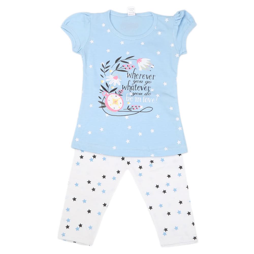 Girls Half Sleeves Suit - Blue, Kids, Girls Sets And Suits, Chase Value, Chase Value