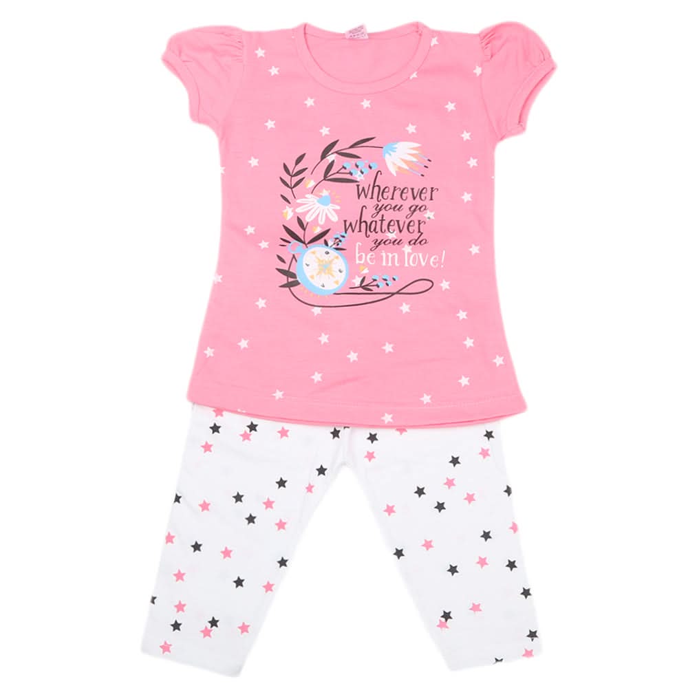 Girls Half Sleeves Suit - Pink, Kids, Girls Sets And Suits, Chase Value, Chase Value