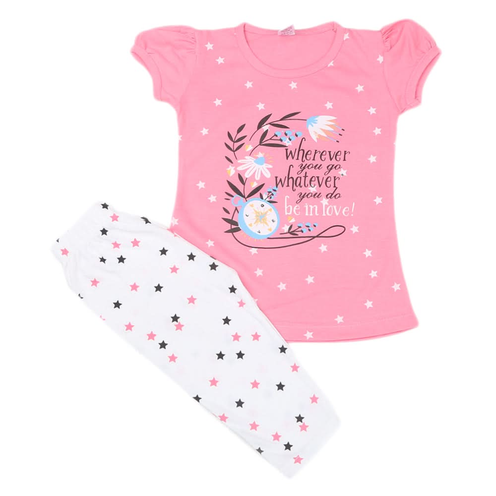 Girls Half Sleeves Suit - Pink, Kids, Girls Sets And Suits, Chase Value, Chase Value