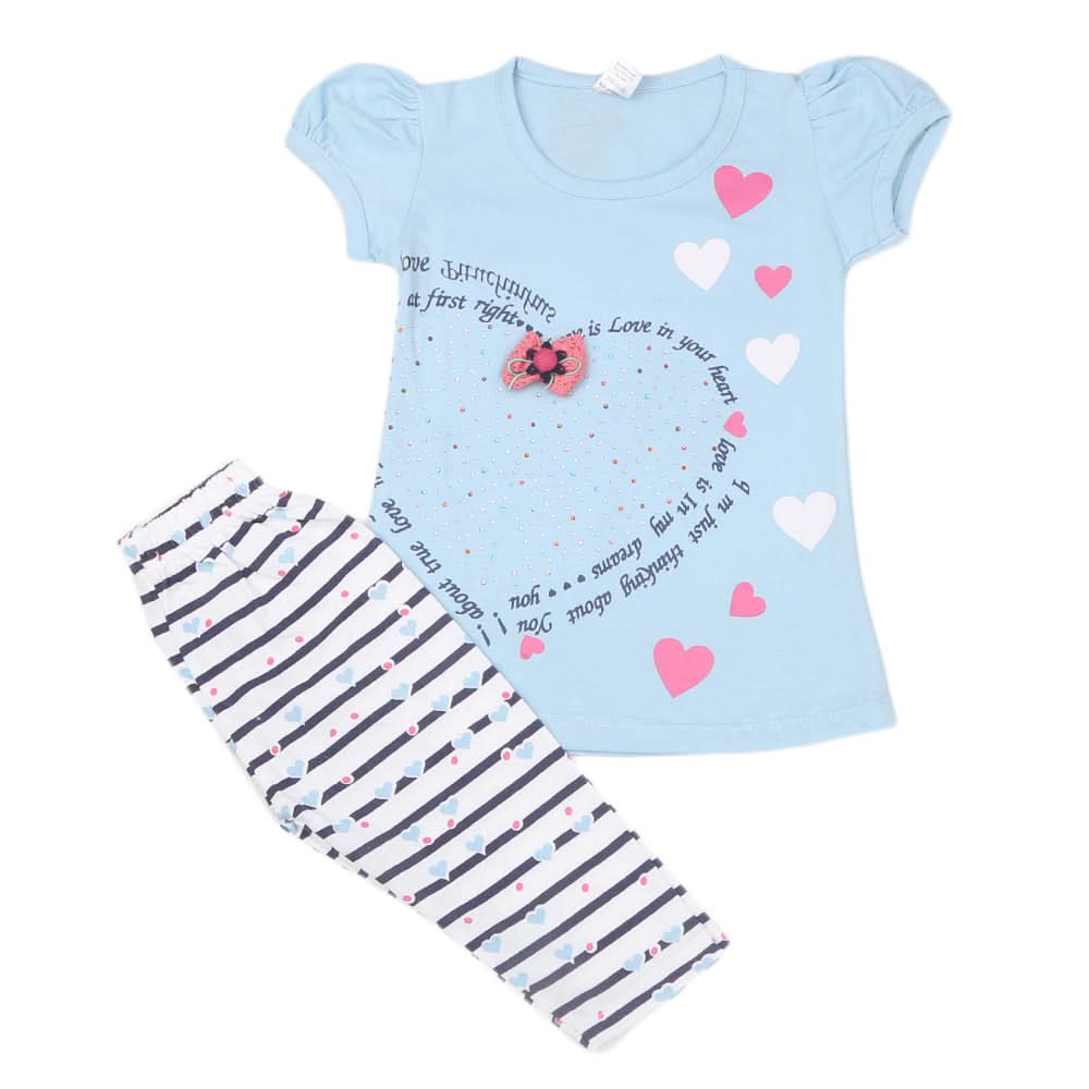 Girls Half Sleeves Suit - Blue, Kids, Girls Sets And Suits, Chase Value, Chase Value