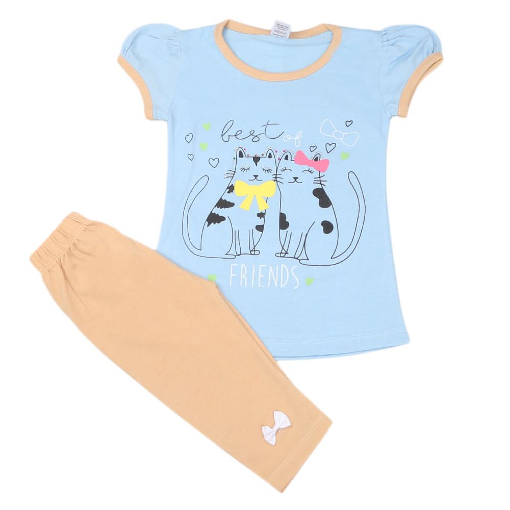 Girls Half Sleeves Suit - Blue, Kids, Girls Sets And Suits, Chase Value, Chase Value
