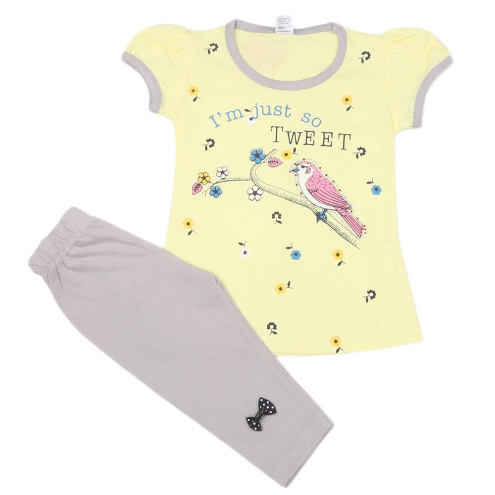 Girls Half Sleeves Suit - Lemon, Kids, Girls Sets And Suits, Chase Value, Chase Value