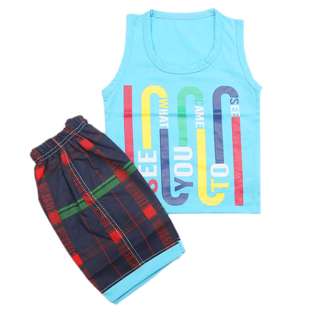 Boys Half Sleeves Sando Suit - Sky Blue, Kids, Boys Sets And Suits, Chase Value, Chase Value
