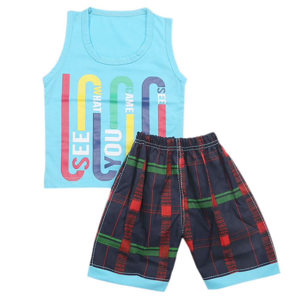 Boys Half Sleeves Sando Suit - Sky Blue, Kids, Boys Sets And Suits, Chase Value, Chase Value