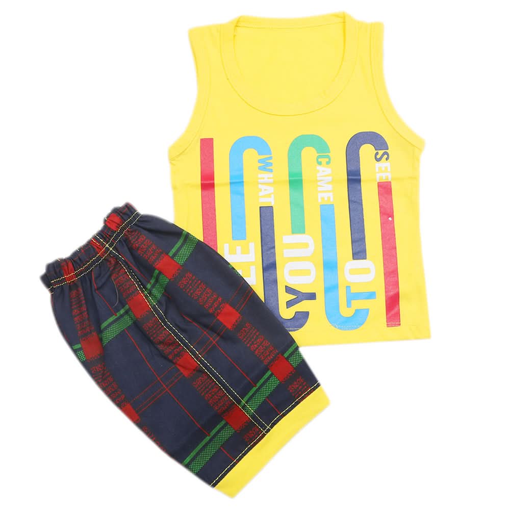 Boys Half Sleeves Sando Suit - Yellow, Kids, Boys Sets And Suits, Chase Value, Chase Value