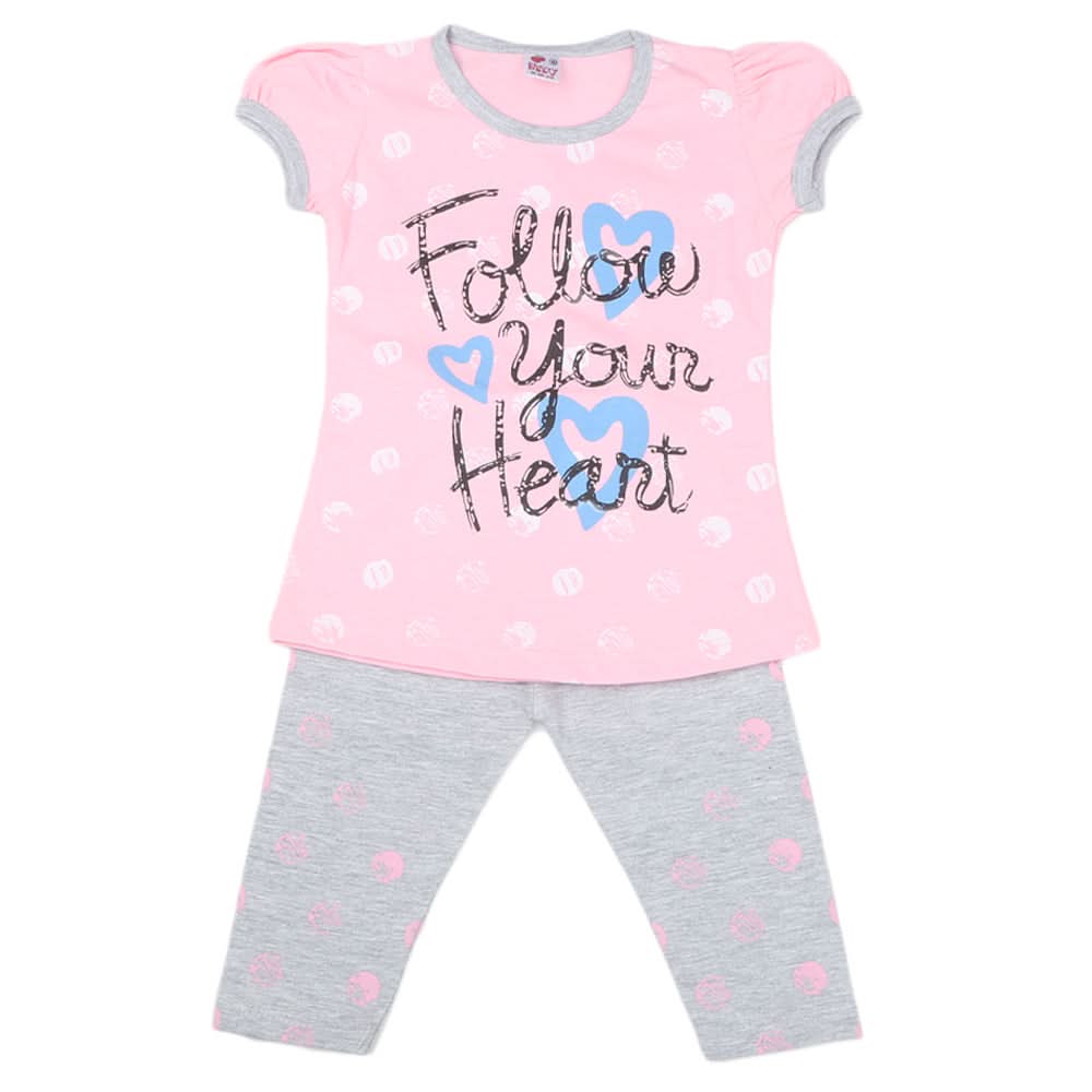 Girls Half Sleeves Suit - Pink, Kids, Girls Sets And Suits, Chase Value, Chase Value